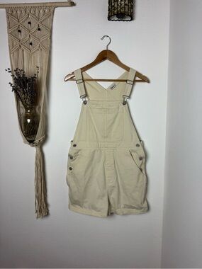 Vintage Cream Short Overalls Jumpsuit